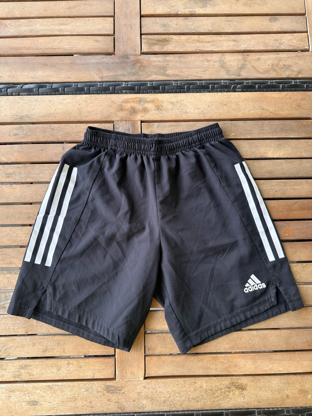 adidas Black Athletic Shorts with White 3-Stripes